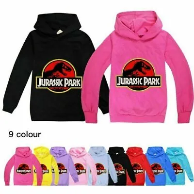 Buy Jurassic Park Print Hoodies Boys Girls Long Sleeve Hooded Tops Jumper Pullower • 8.96£