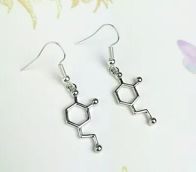 Buy Dopamine Earrings Science Jewellery Chemistry Gifts Silver Dangle Novelty Charms • 8.50£