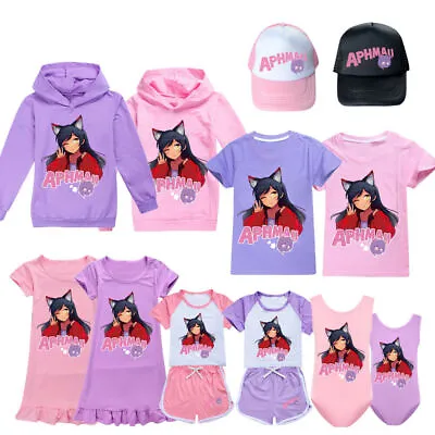 Buy APHMAU Kids Hoodie Youtuber Shorts Tracksuit Girls T Shirt Top Hat Nightdress • 9.38£