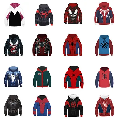 Buy Spider-Man: Into The Spider-Verse Kids Hoodies Coat Sweatshirt Cosplay Jacket • 16.87£