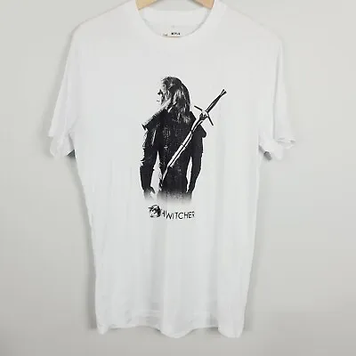 Buy NETFLIX X THE WITCHER Mens Size M White Short Sleeve Slim T-Shirt Tee • 28.44£