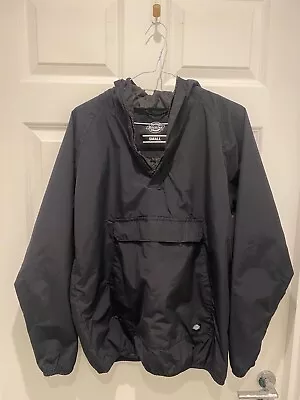 Buy Dickies 3/4 Zip Pullover Rain Mac Coat Men’s Black Size S Hoody Jacket • 1£