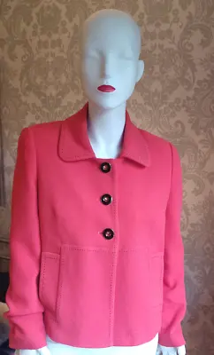 Buy M&S Cherry Red Long Sleeve Stitch Detail Black Enamel Buttons Jacket [10] • 6.99£