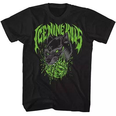 Buy Ice Nine Kills Lime Green Logo Wolf Eating Brain Men's T Shirt Rock Band Merch • 40.90£