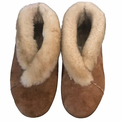 Buy Shearling Slippers Womens 8 Brown Indoor Outdoor St Johns Bay Moccasin Winter • 18.11£