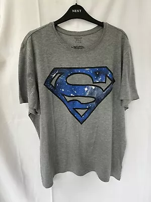 Buy Tesco Mens Grey Superman T-Shirt, Short Sleeve, XXL • 5£