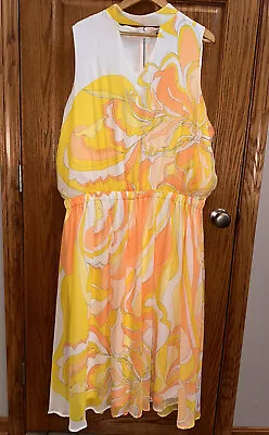 Buy Ashley Stewart Plus Size Midi Dress 26/28 Sleeveless Mod Swirl Boho Gypsy Hippie • 16.96£