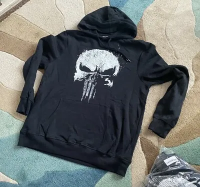 Buy The Punisher EMP Sprayed Skull Logo Hooded Sweater SIZE Small Mens • 27.99£