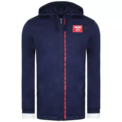 Buy Puma Rebel Block Long Sleeve Zip Up Navy Blue Hooded Mens Track Jacket 852401 06 • 29.99£