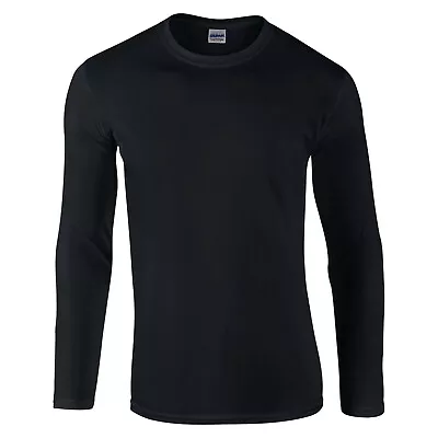 Buy Gildan Mens Long Sleeve T-Shirt Softstyle Ringspun Soft Cotton Plain Top S-2XL • 9.13£