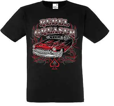 Buy T Shirt Black Hot Rod Low Rider V8-& Automotive Model Rebel Greaser • 13.55£