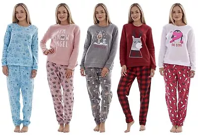 Buy Ladies Fleece Pyjamas Printed Winter Soft Warm Crew Neck Gift PJ'S Nightwear • 12.49£