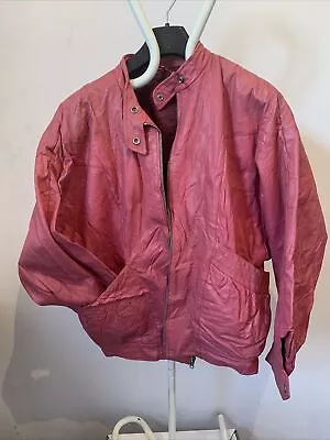 Buy Stunning Faux Leather Sweet Pink  Jacket Coat - Bomber 1990’s - Zip Broken • 30£