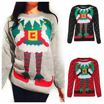 Buy Unisex Ladies Men's Elf Body Joker Christmas Jumper Knitted Xmas Sweater Top  • 11.99£