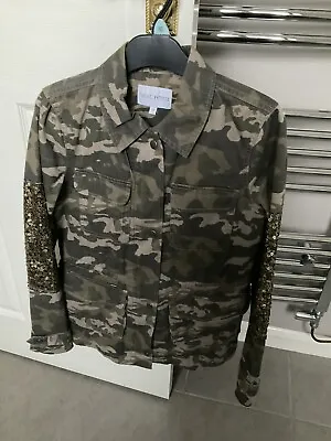 Buy Camouflage Jacket Khaki Green Size 6 Petite Next Will Fit A 6-8 Sequinned • 9.99£