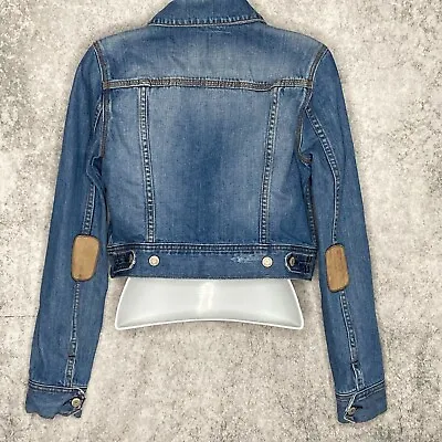Buy Old Navy Womens Elbow Leather Patch Denim Jacket Size M Med Wash 100% Cotton • 13.71£