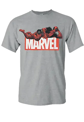Buy Marvel Logo Deadpool Posing Sports Grey T-Shirt - Unisex Adults • 10.36£