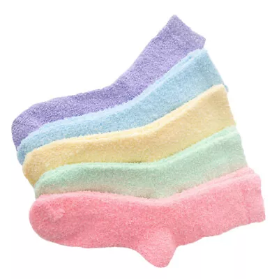 Buy 5 Pairs Mens House Slippers For Coral Fleece Floor Socks Trendy • 11.98£