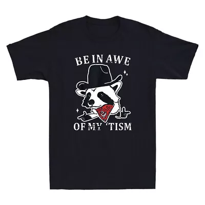 Buy Raccoon Be In Awe Of My Tism Retro Style Funny Quote Gift Vintage Men's T-Shirt • 14.99£