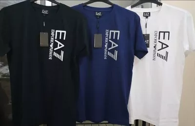 Buy EA7 Large Logo Men's Cotton Short Sleeve Crew Neck T-shirts • 18.75£