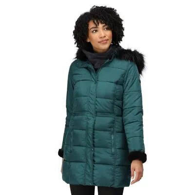 Buy Regatta Della Womens Faux Fur Hooded Insulated Quilted Parka Jacket RRP £130 • 39.99£