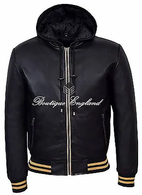 Buy BASEBALL BLACK Men's Hoody Slim Fit Stylish Hip Hop Italian Leather Jacket 4486 • 129.73£