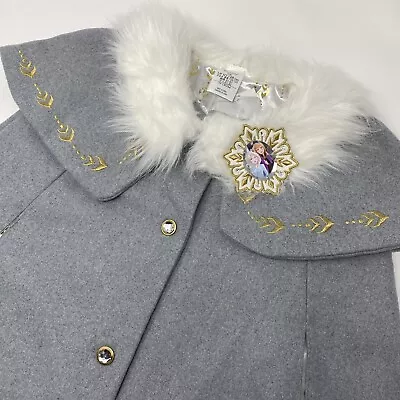 Buy NEW Disney’s Frozen 2 Girls Cape Coat Grey With Faux Fur Collar Size 7/8 • 22.83£