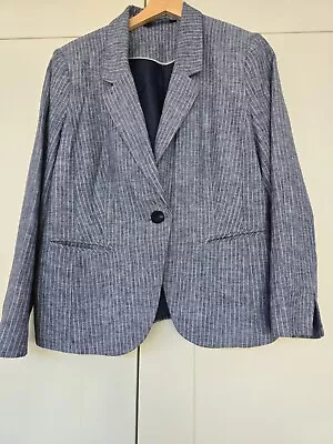 Buy Bon Marche Size 12 Striped Summer Blazer Jacket Button Fastening Linen Blend  • 9.99£