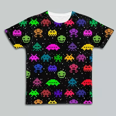Buy Space Invaders Alien Gamer All Over Print Mens Tshirt • 23.99£