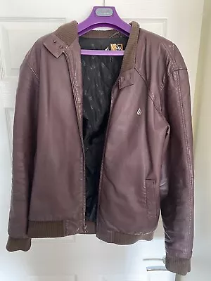 Buy Volcom 100% Leather Jacket- Worn- Very Good Condition- Men’s XL- Brown • 33.99£