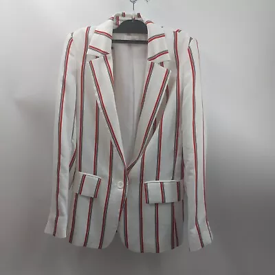 Buy H&M CREAM STRIPED BLAZER Size 32 Red Black College Stripe  Jacket • 24.99£