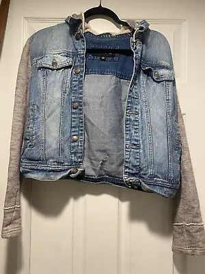 Buy Women's Jean Jacket With Hoodie Size Large • 13.26£
