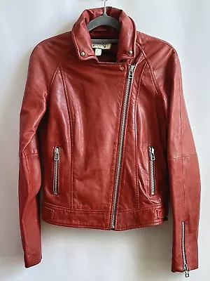 Buy Real Leather Biker Jacket Size XS By Mango • 28£