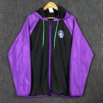 Buy DC Comics The Joker Large Full Zip Hooded Windbreaker Jacket Black Purple NWT • 43.75£