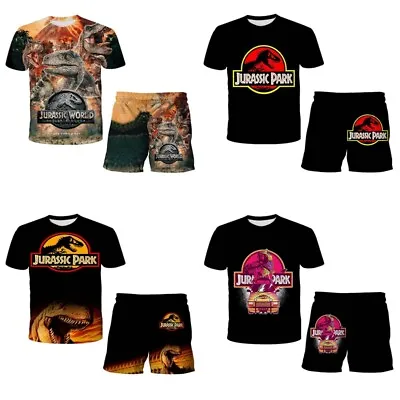 Buy Kids Jurassic Park World Dinosaur T-shirt Shorts Set Tracksuit Sportwear Outfit • 11.96£