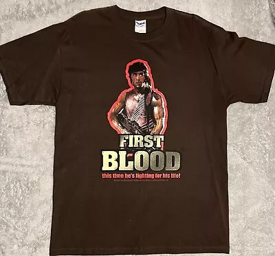 Buy First Blood Vintage Studio Canal Promo  T-shirt Medium Brown BNWOT Sly Stallone • 20£