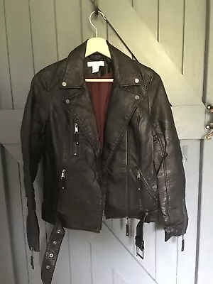 Buy H&M Vegan Faux Leather Women’s Jacket With Zips Size 8 NWOT • 10£