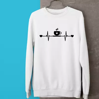 Buy Cup Heart Beat Sweatshirt Tea Coffee Hot Cold Lovers Addiction Funny Quote Gifts • 13.99£