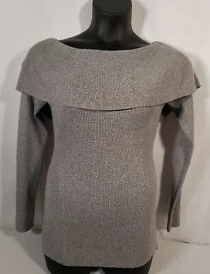 Buy Sz M Women's Silver Sweater. Sparkly Long Sleeve Tunic Party Pullover Preowned  • 18.94£