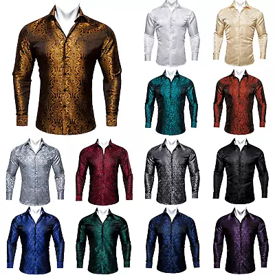 Buy Mens Regular Fit Casual Button-Down Shirts Long Sleeve Blue Black T Shirt TOP XL • 14.99£