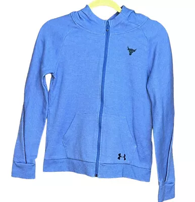 Buy Under Armour Girls Jacket YXL 14-16 Blue Full-Zip Cotton Long Sleeve The Rock • 10.28£