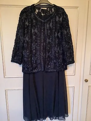 Buy Jacques Vert Size 22 Dark Blue Dress And Jacket Wedding/Occasion • 60£