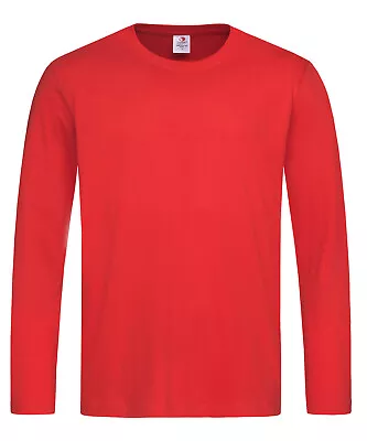 Buy Stedman Mens Plain Long Sleeve Cotton Tee T-Shirt Tshirt No Logo Blank • 11.99£