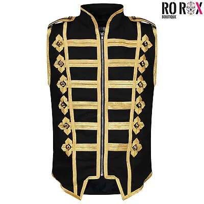 Buy Men's Steampunk Parade Jacket - Sleeveless Military Marching Band Drummer Vest • 35.99£