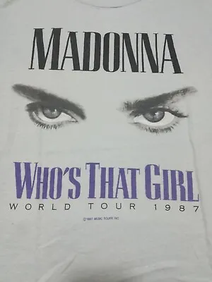 Buy 1987 Madonna Who's That Girl World Tour - Vintage 1987 T-shirt, Size Large • 283.60£