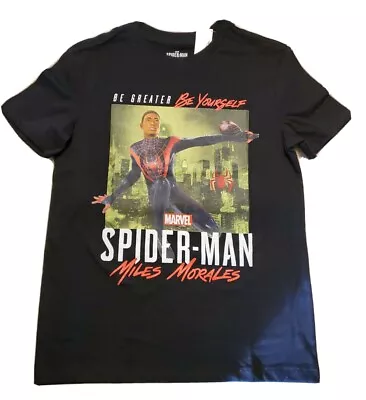 Buy Marvel Spiderman Kids Miles Morales TShirt Boys Large (10/12) NEW Unisex Black • 11.83£