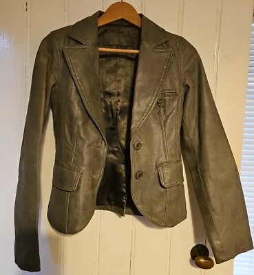 Buy A Ladies Green Leather Jacket. Size. Small 8. • 14.95£