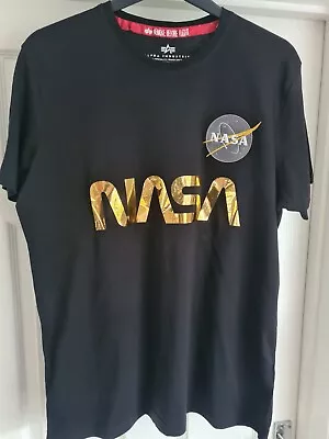 Buy Alpha Industries NASA Short Sleeve Cotton T-Shirt Black - Size XL • 4.50£