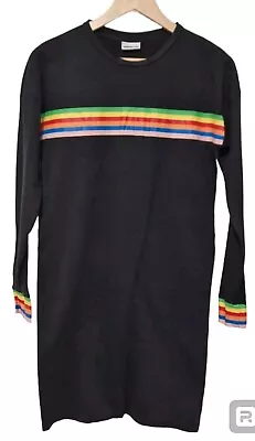 Buy Noisy May Rainbow Stripe Jersey Jumper Dress Size XS 6 8 10 Black • 12£