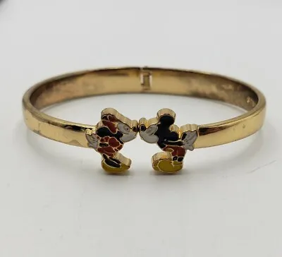 Buy Disney Parks Mickey & Minnie Kissing Hinged Bangle Bracelet Gold Tone Couture • 23.16£